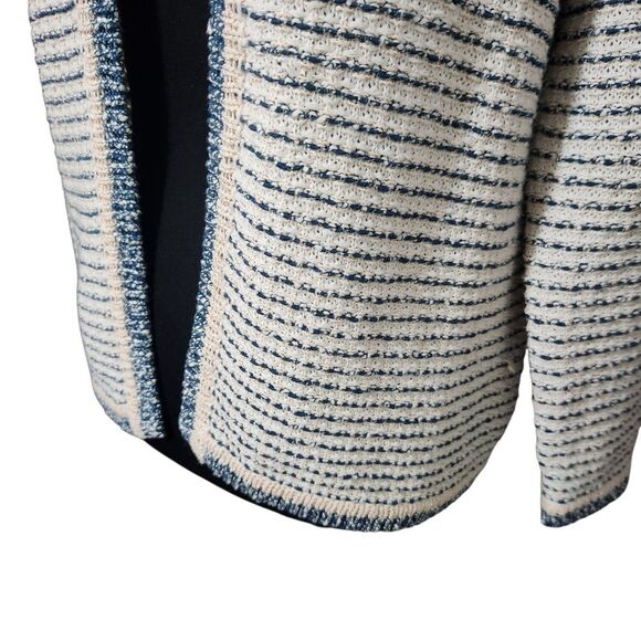 Ann Taylor Factory Blazer Sweater Cardigan Medium Striped Peach Teal Cream - Picture 11 of 11
